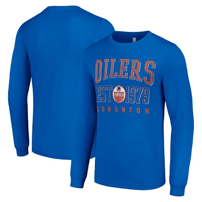 Men's Starter Royal Edmonton Oilers Retro Graphic Long Sleeve Crew T-Shirt