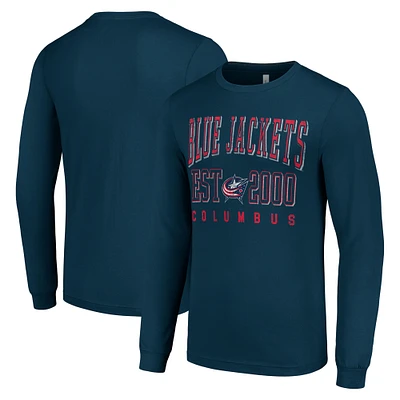 Men's Starter Navy Columbus Blue Jackets  Logo Graphic Long Sleeve T-Shirt