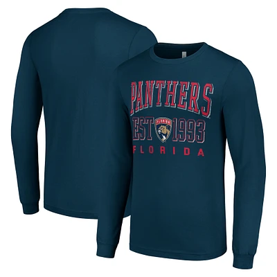Men's Starter Navy Florida Panthers  Logo Graphic Long Sleeve T-Shirt
