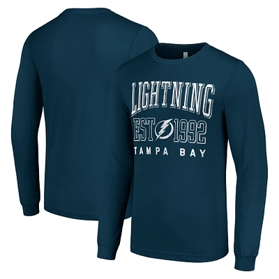 Men's Starter Navy Tampa Bay Lightning Logo Graphic Long Sleeve T-Shirt