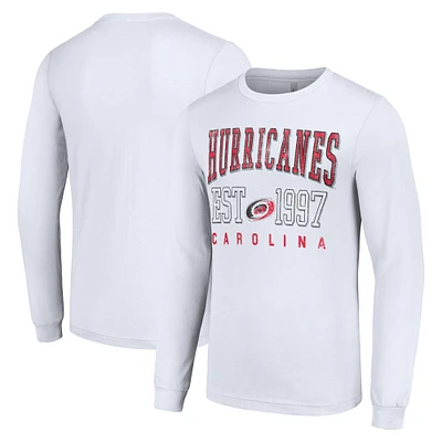 Men's Starter White Carolina Hurricanes Logo Graphic Long Sleeve T-Shirt