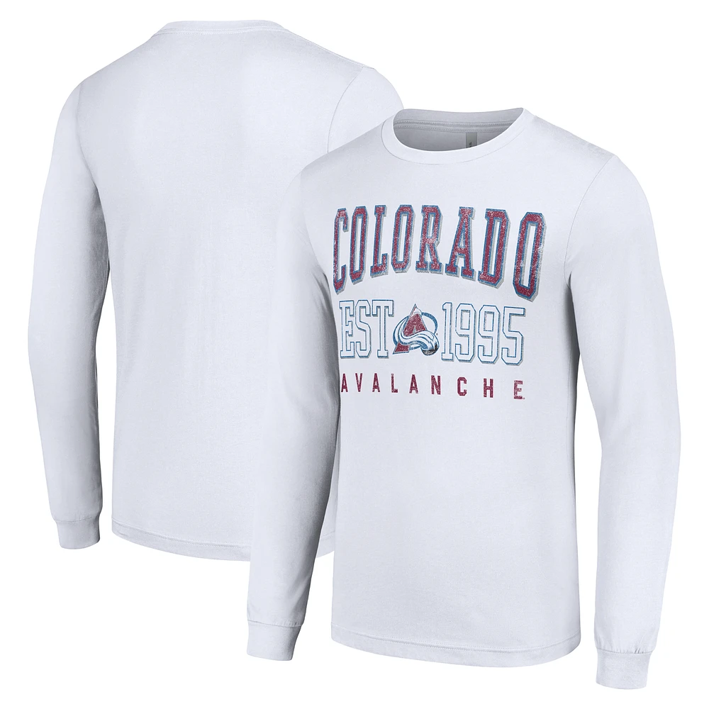 Men's Starter White Colorado Avalanche Logo Graphic Long Sleeve T-Shirt