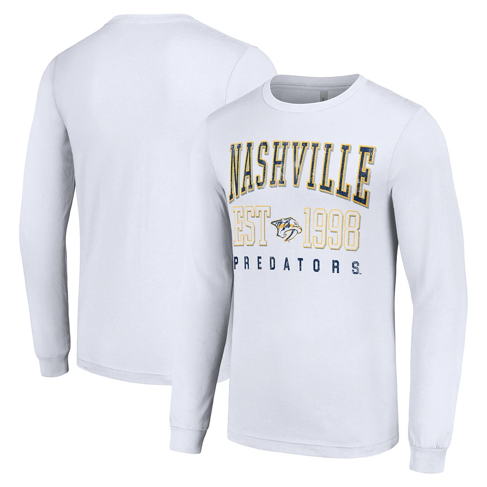 Men's Starter White Nashville Predators Logo Graphic Long Sleeve T-Shirt