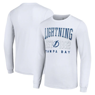 Men's Starter White Tampa Bay Lightning Logo Graphic Long Sleeve T-Shirt