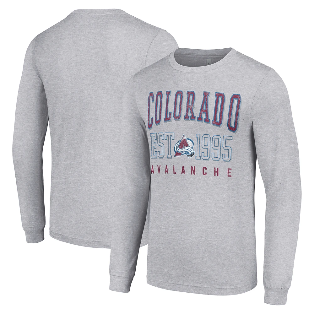 Men's Starter Heather Gray Colorado Avalanche Logo Graphic Long Sleeve T-Shirt