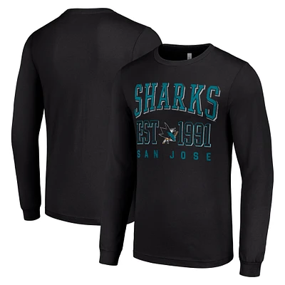 Men's Starter Black San Jose Sharks Logo Graphic Long Sleeve T-Shirt