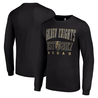 Men's Starter Black Vegas Golden Knights Logo Graphic Long Sleeve T-Shirt