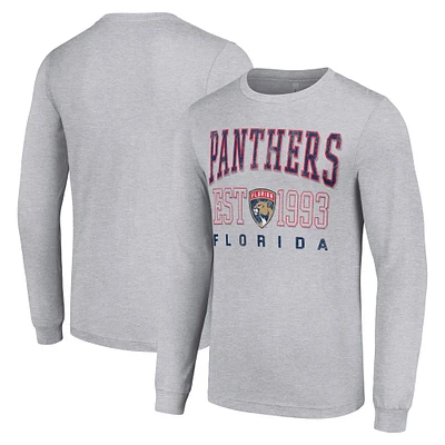 Men's Starter Heather Gray Florida Panthers Logo Graphic Long Sleeve T-Shirt