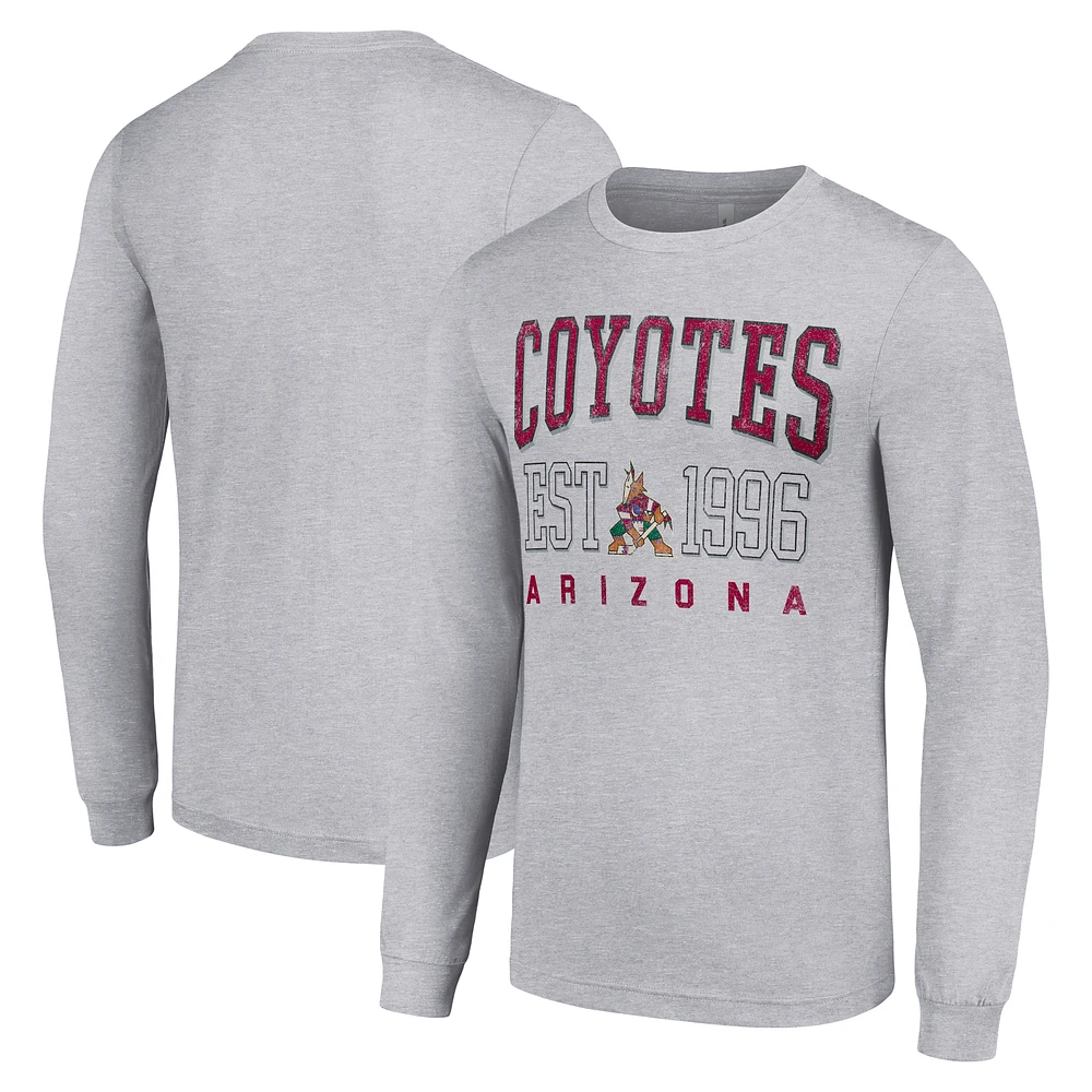 Men's Starter Heather Gray Arizona Coyotes Logo Graphic Long Sleeve T-Shirt