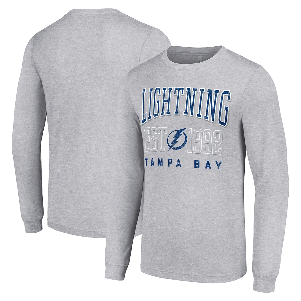 Men's Starter Heather Gray Tampa Bay Lightning Logo Graphic Long Sleeve T-Shirt