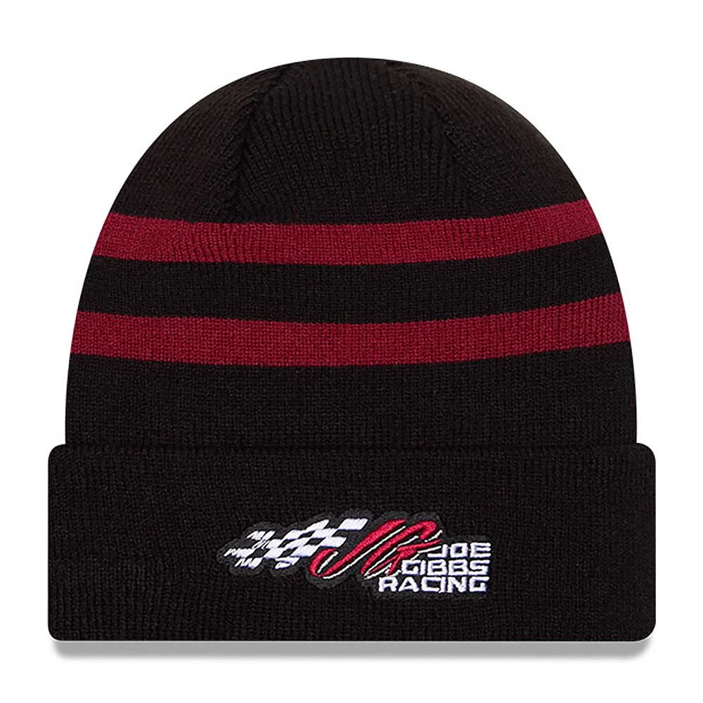 Men's New Era Black/Cardinal Joe Gibbs Racing Cuffed Knit Hat