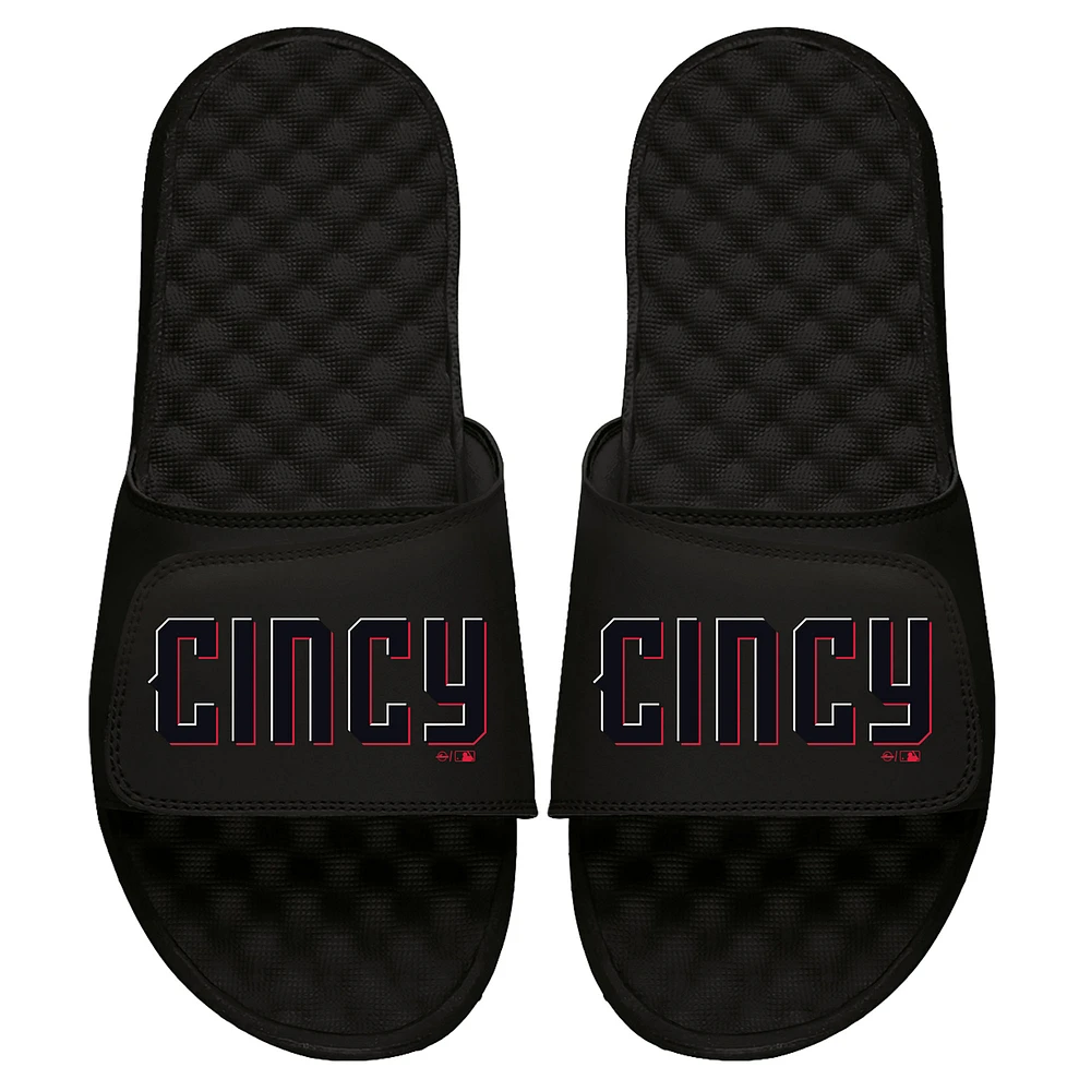 Youth ISlide Black Cincinnati Reds 2023 City Connect Slide Sandals