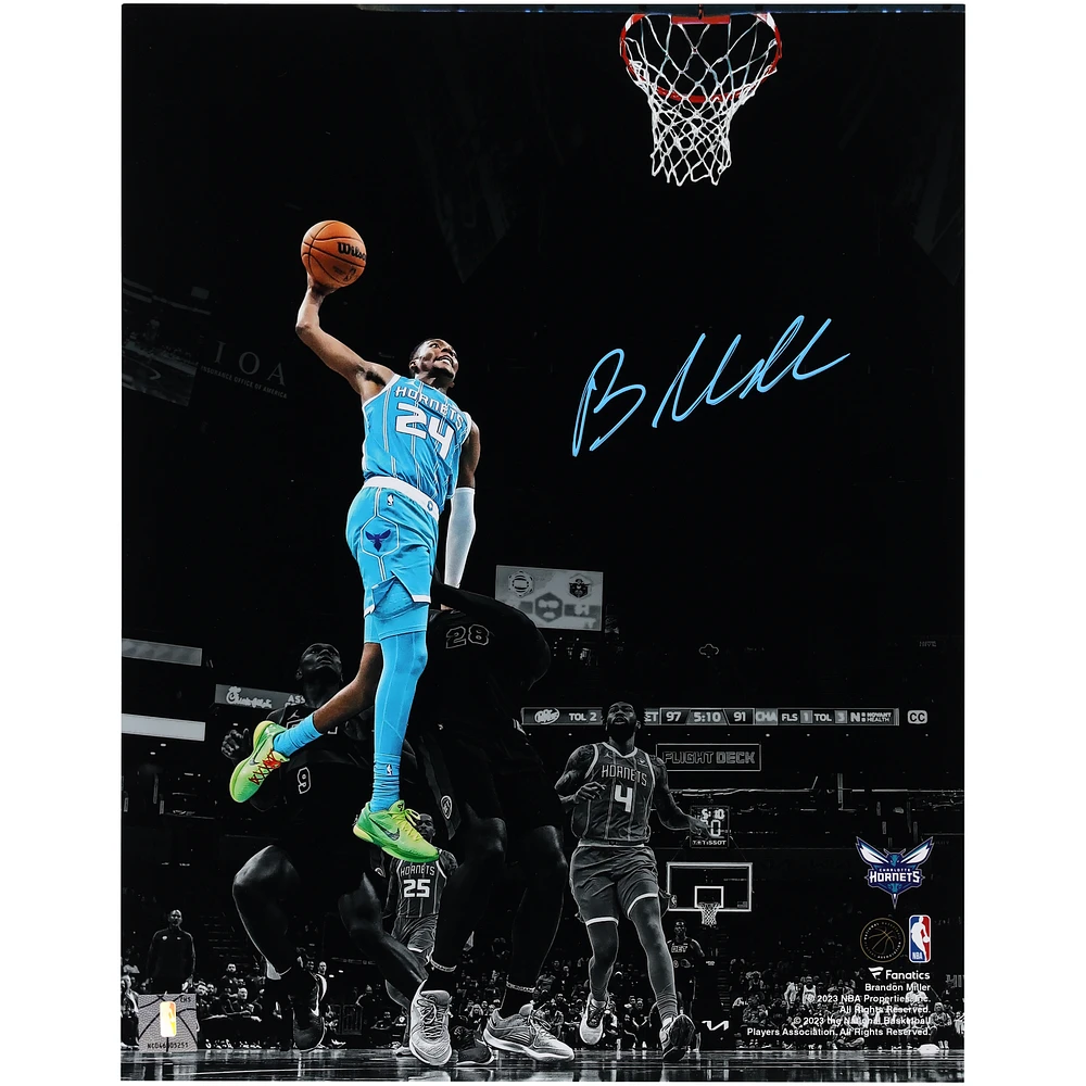 Brandon Miller Charlotte Hornets Autographed 11" x 14" Spotlight Dunk Photograph