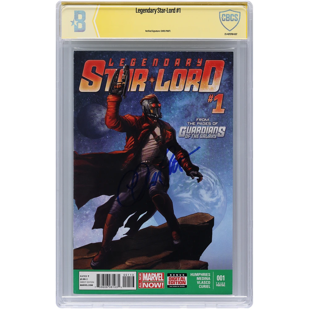 Chris Pratt Guardians of the Galaxy Autographed Legendary Star-Lord #1 Comic Book - Signed in Blue Ink - CBCS