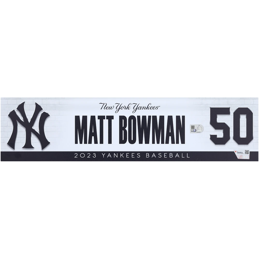 Matt Bowman New York Yankees Player-Issued #50 Nameplate from the 2023 MLB Season
