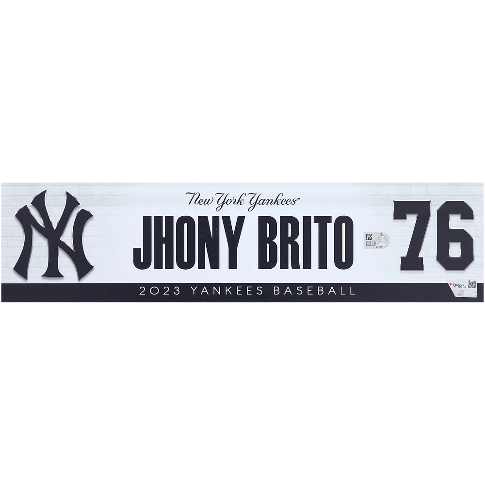 Jhony Brito New York Yankees Player-Issued #76 Nameplate from the 2023 MLB Season