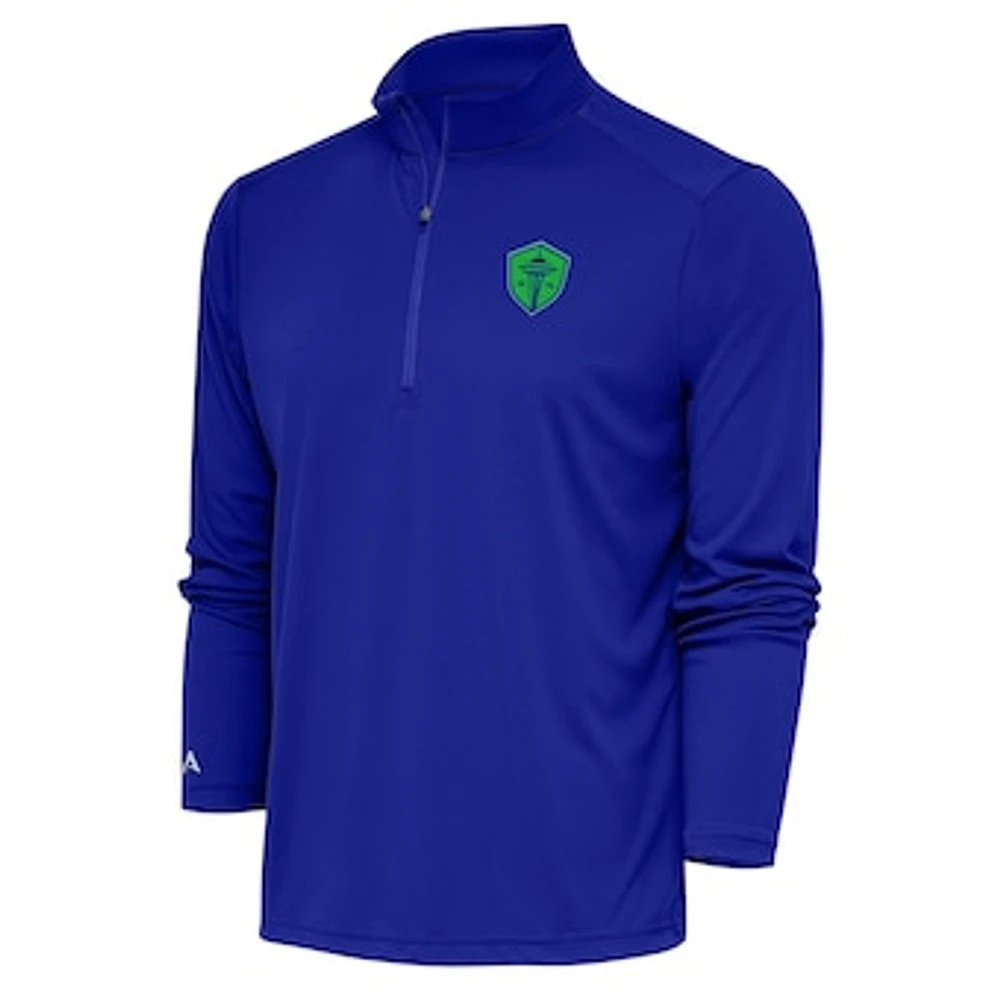 Men's Antigua Royal Seattle Sounders FC Tribute Quarter-Zip Pullover Top