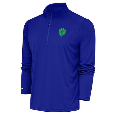 Men's Antigua Royal Seattle Sounders FC Tribute Quarter-Zip Pullover Top
