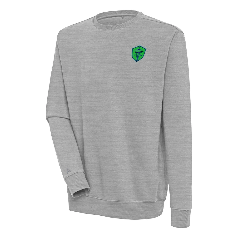 Men's Antigua Heather Gray Seattle Sounders FC Victory Pullover Sweatshirt