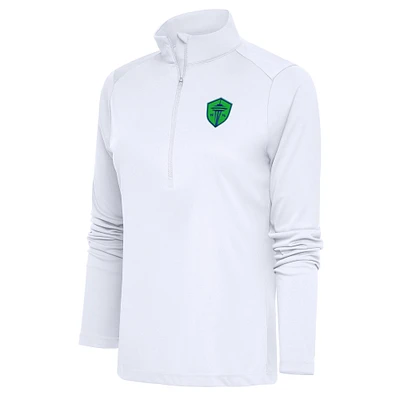 Women's Antigua White Seattle Sounders FC Tribute Half-Zip Pullover Top