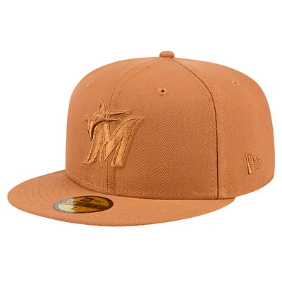 Men's New Era Brown Miami Marlins Color Pack 59FIFTY Fitted Hat