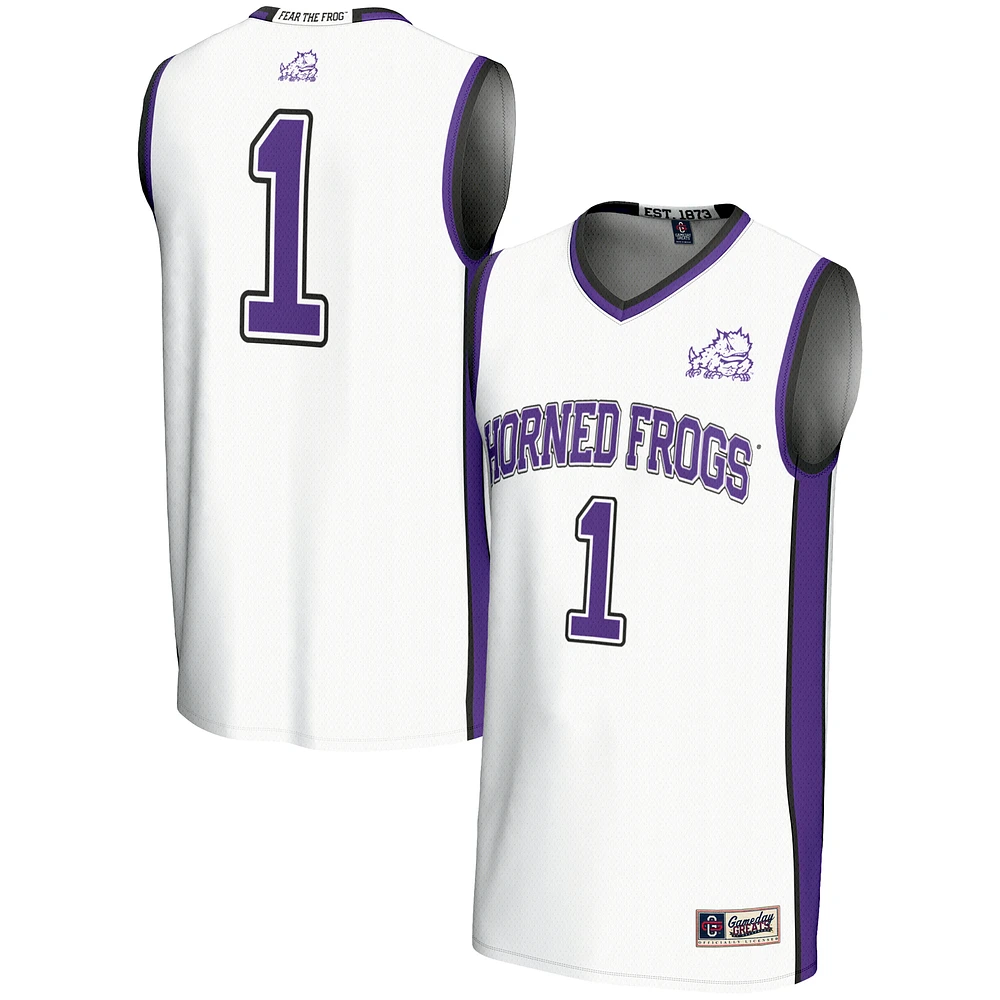 Youth GameDay Greats #1 White TCU Horned Frogs Lightweight Basketball Jersey