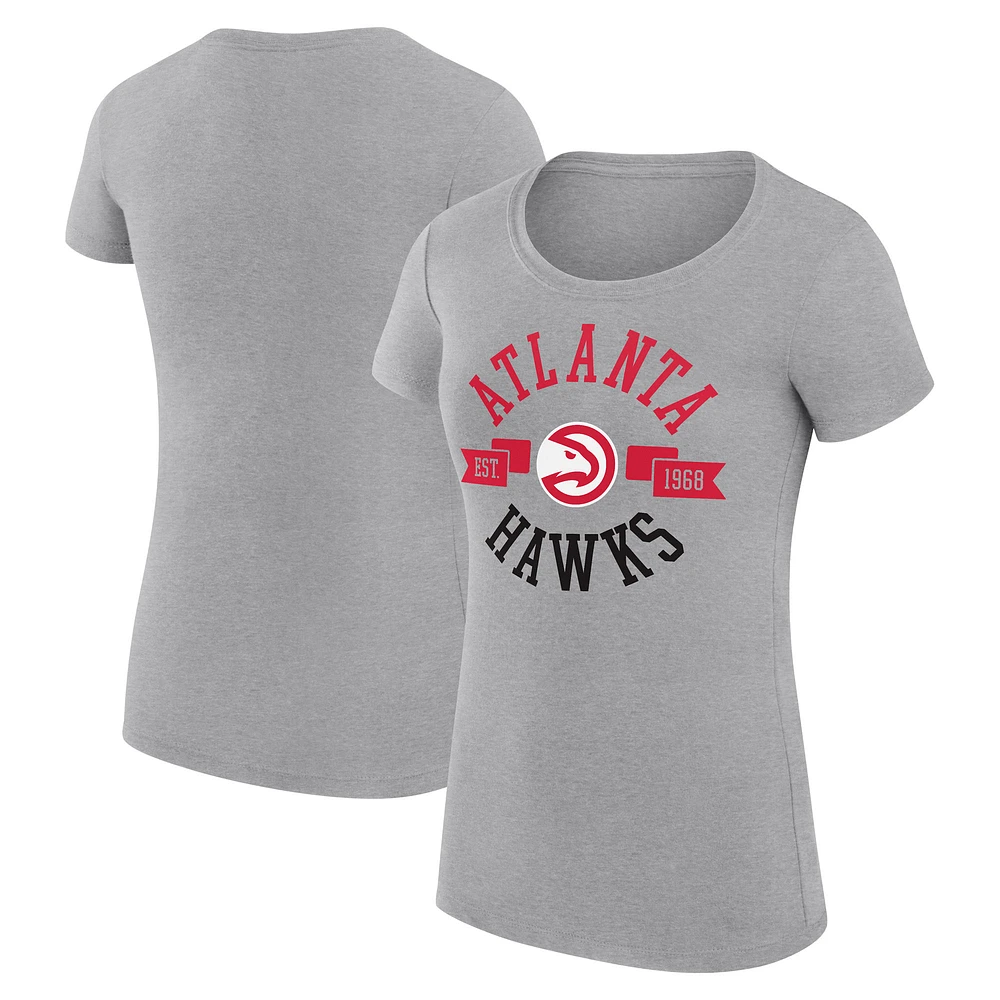 Women's G-III 4Her by Carl Banks Heather Gray Atlanta Hawks Super-Slim Fit Lightweight Large City Logo T-Shirt