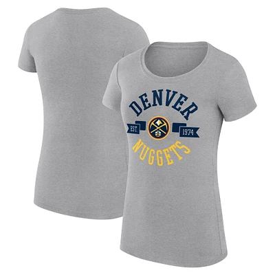Women's G-III 4Her by Carl Banks Heather Gray Denver Nuggets Super-Slim Fit Lightweight Large City Logo T-Shirt