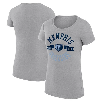 Women's G-III 4Her by Carl Banks Heather Gray Memphis Grizzlies Super-Slim Fit Lightweight Large City Logo T-Shirt