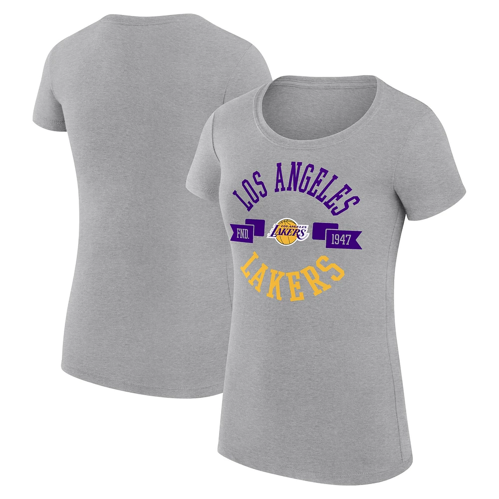 Women's G-III 4Her by Carl Banks Heather Gray Los Angeles Lakers Super-Slim Fit Lightweight Large City Logo T-Shirt
