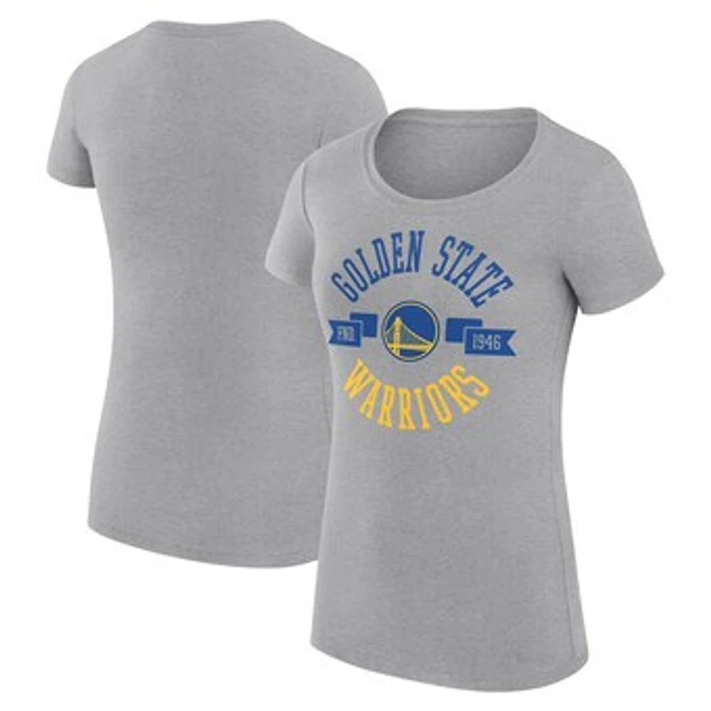 Women's G-III 4Her by Carl Banks Heather Gray Golden State Warriors Super-Slim Fit Lightweight Large City Logo T-Shirt