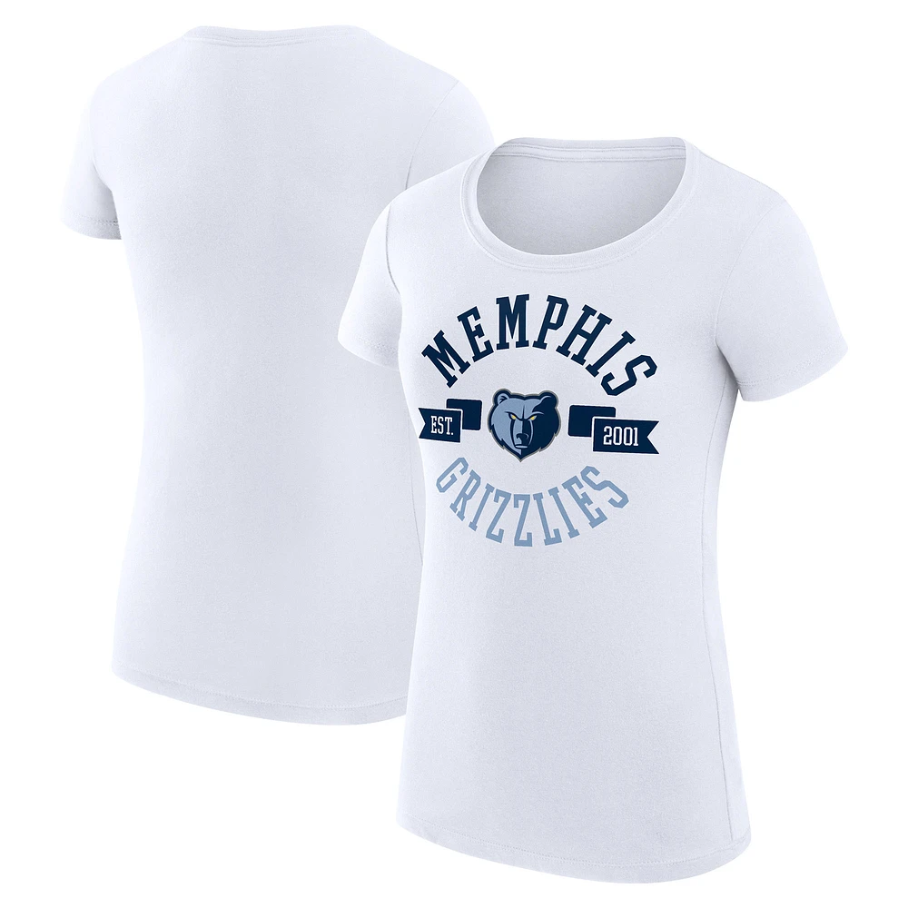Women's G-III 4Her by Carl Banks White Memphis Grizzlies Super-Slim Fit Lightweight Large City Logo T-Shirt
