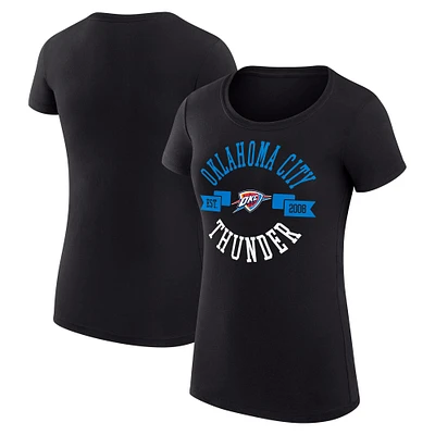 Women's G-III 4Her by Carl Banks Black Oklahoma City Thunder Super-Slim Fit Lightweight Large Logo T-Shirt
