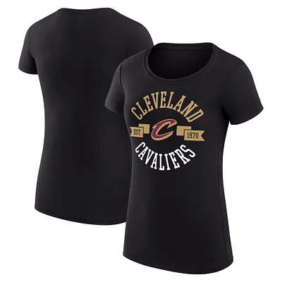 Women's G-III 4Her by Carl Banks Black Cleveland Cavaliers Super-Slim Fit Lightweight Large City Logo T-Shirt