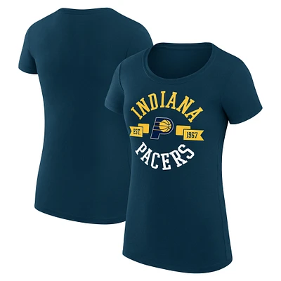 Women's G-III 4Her by Carl Banks Navy Indiana Pacers Super-Slim Fit Lightweight Large City Logo T-Shirt