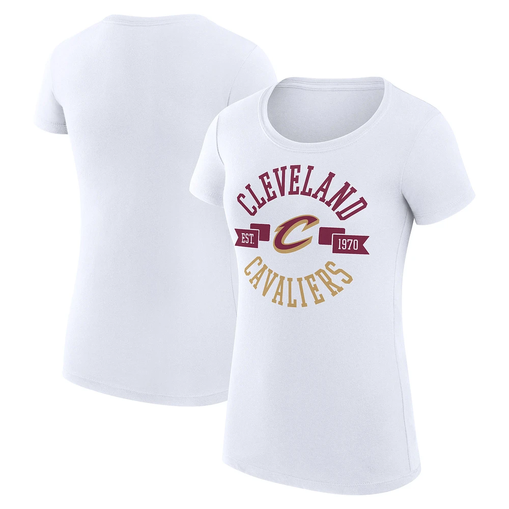 Women's G-III 4Her by Carl Banks White Cleveland Cavaliers Super-Slim Fit Lightweight Large City Logo T-Shirt
