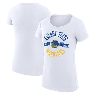 Women's G-III 4Her by Carl Banks White Golden State Warriors Super-Slim Fit Lightweight Large City Logo T-Shirt