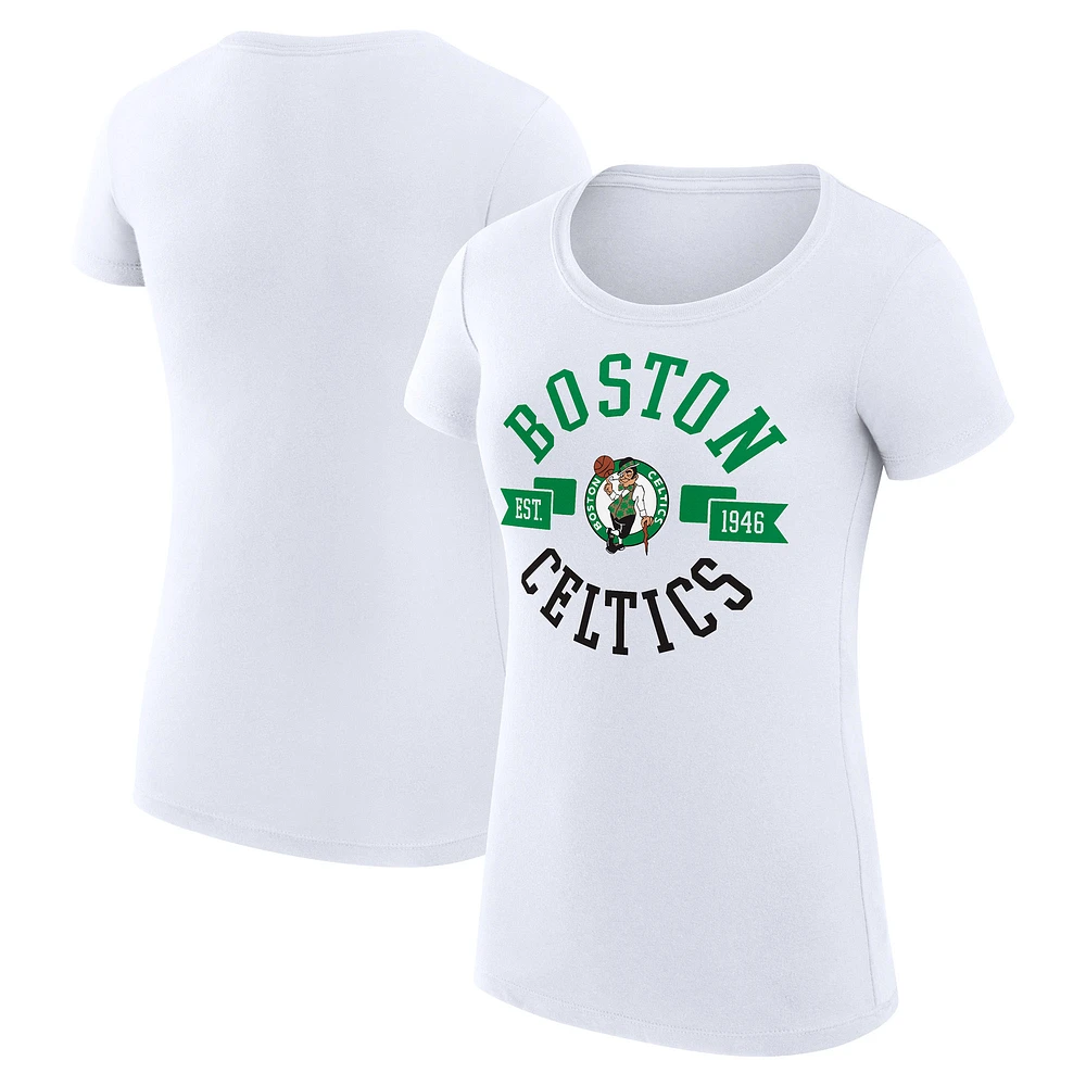 Women's G-III 4Her by Carl Banks White Boston Celtics Super-Slim Fit Lightweight Large City Logo T-Shirt