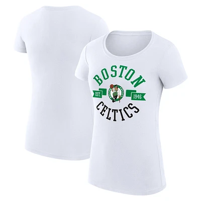 Women's G-III 4Her by Carl Banks White Boston Celtics Super-Slim Fit Lightweight Large City Logo T-Shirt