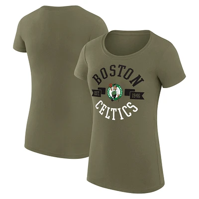 Women's G-III 4Her by Carl Banks Green Boston Celtics Super-Slim Fit Lightweight Large City Logo T-Shirt