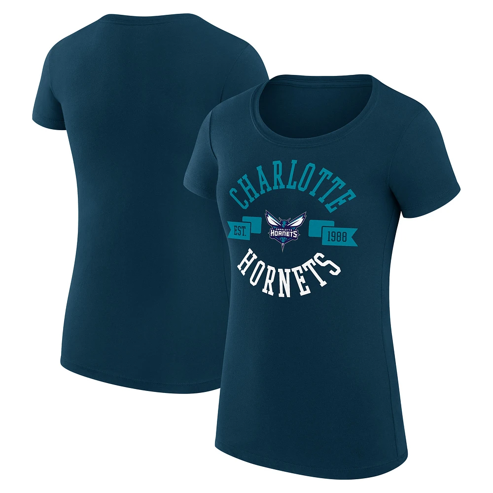 Women's G-III 4Her by Carl Banks Purple Charlotte Hornets Super-Slim Fit Lightweight Large City Logo T-Shirt
