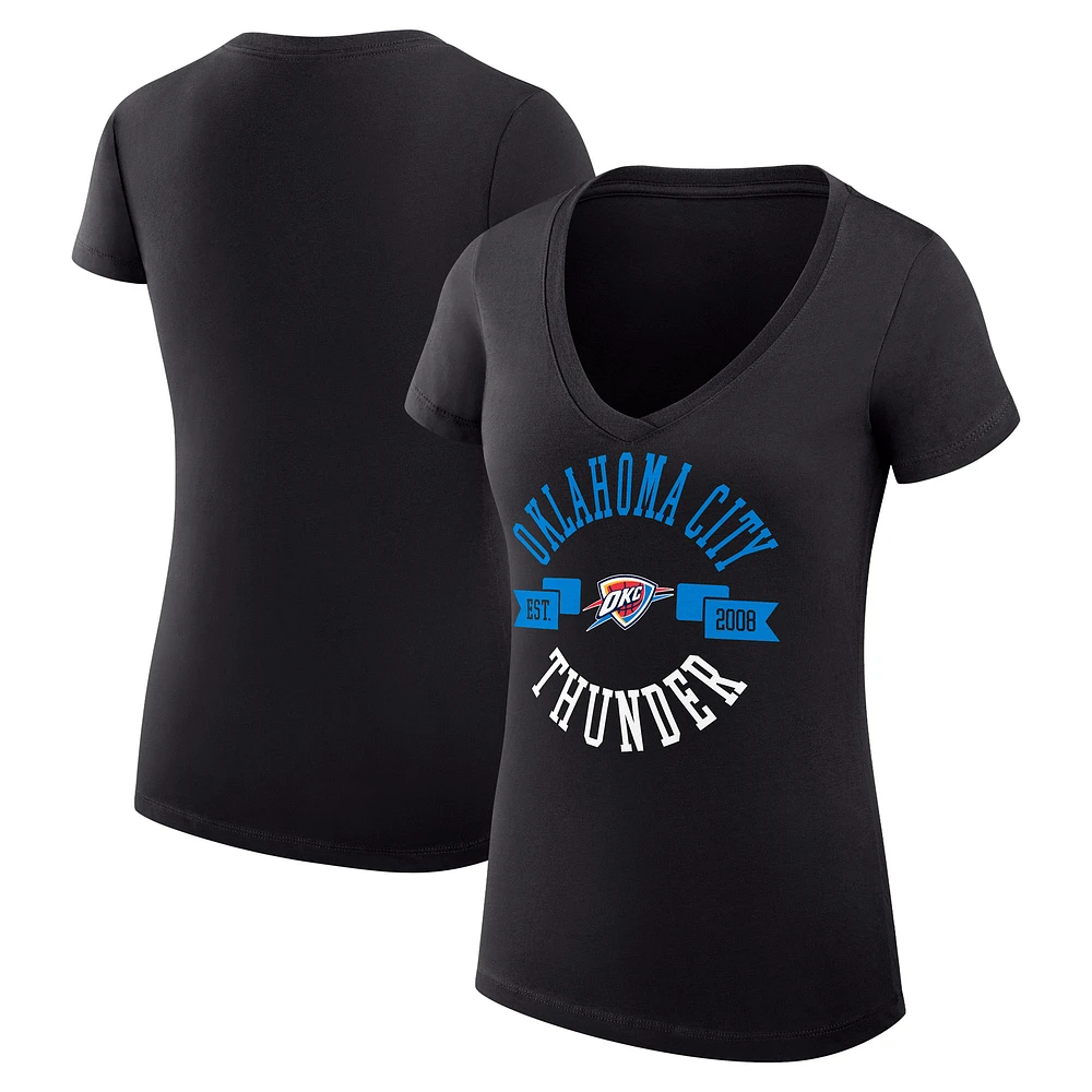Women's G-III 4Her by Carl Banks Oklahoma City Thunder Super-Slim Fit Lightweight Large Logo V-Neck T-Shirt