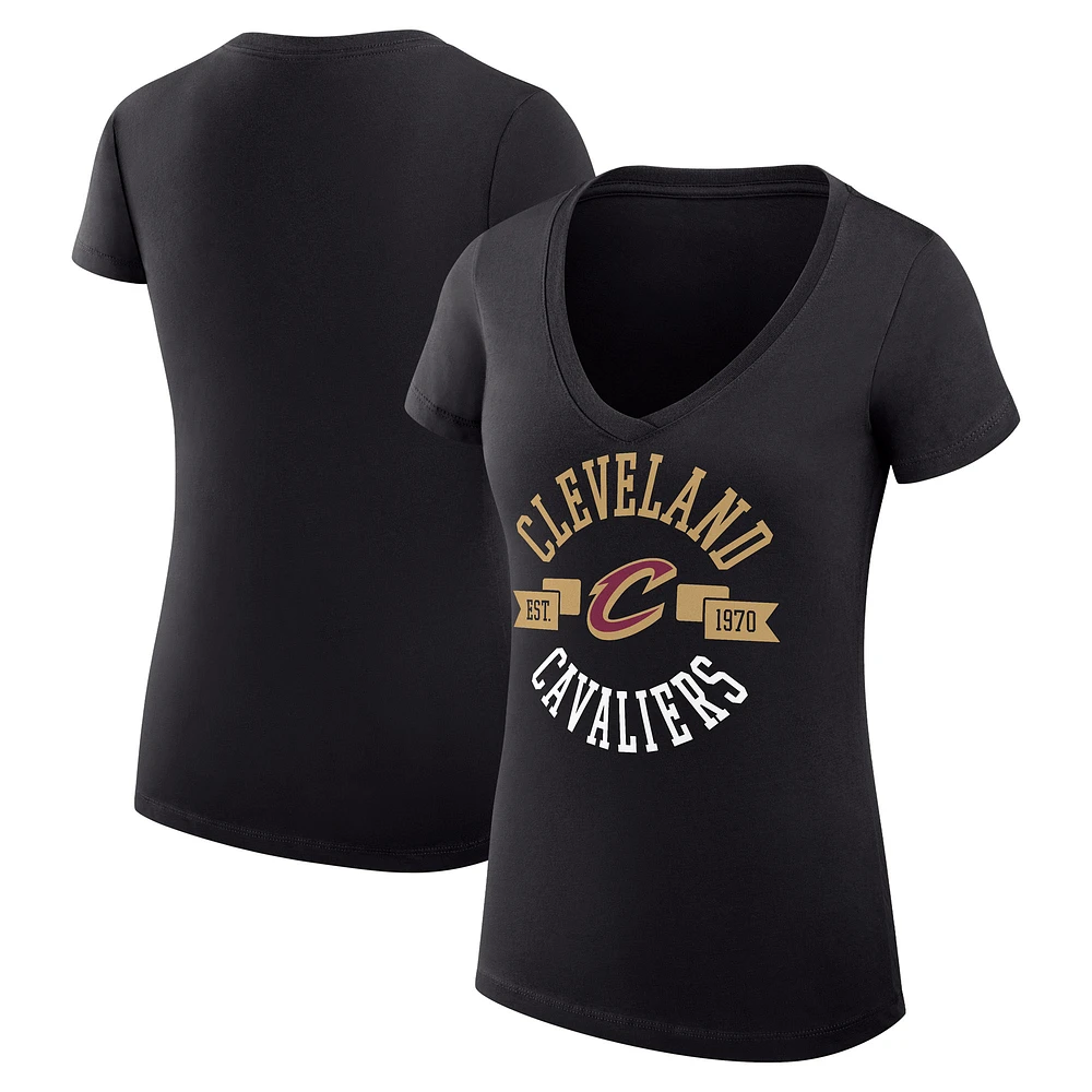 Women's G-III 4Her by Carl Banks Cleveland Cavaliers Super-Slim Fit Lightweight Large City Logo V-Neck T-Shirt