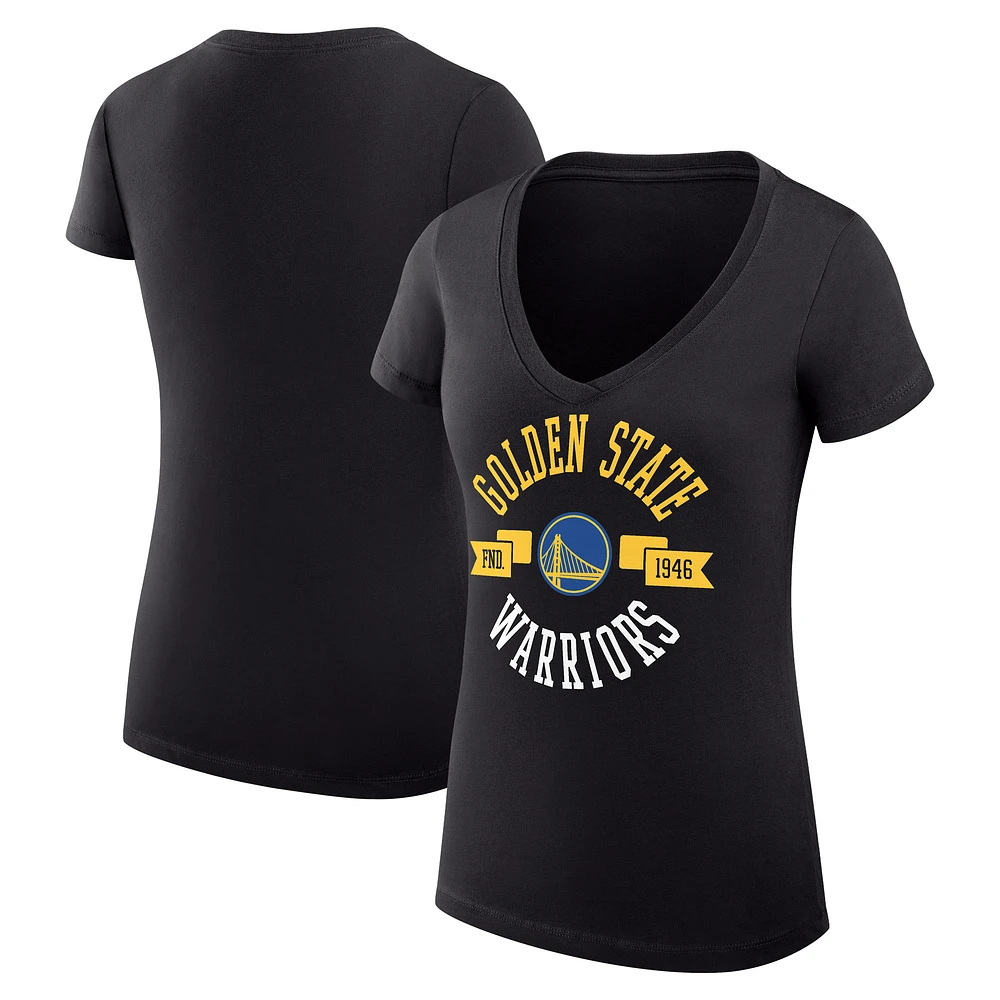 Women's G-III 4Her by Carl Banks Golden State Warriors Super-Slim Fit Lightweight Large City Logo V-Neck T-Shirt