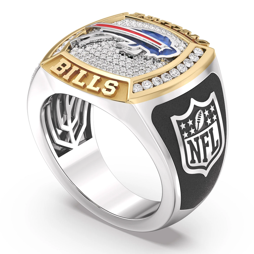 True Fan Buffalo Bills 1/2 CTTW Diamond Two-Tone Yellow Gold and Sterling Silver Ring