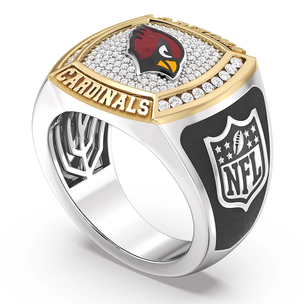True Fan Arizona Cardinals 1/2 CTTW Diamond Two-Tone Yellow Gold and Sterling Silver Ring