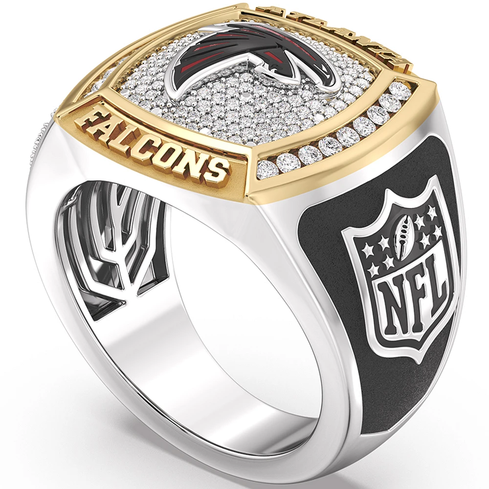 True Fan Atlanta Falcons 1/2 CTTW Diamond Two-Tone Yellow Gold and Sterling Silver Ring