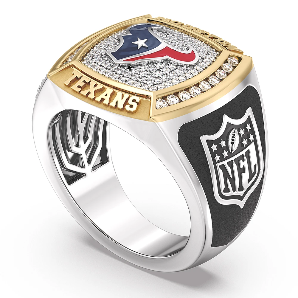 True Fan Houston Texans 1/2 CTTW Diamond Two-Tone Yellow Gold and Sterling Silver Ring