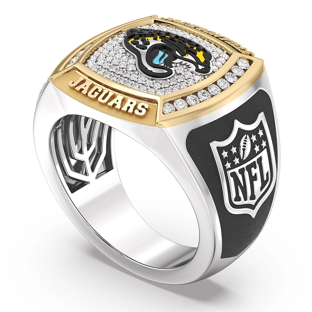 True Fan Jacksonville Jaguars 1/2 CTTW Diamond Two-Tone Yellow Gold and Sterling Silver Ring