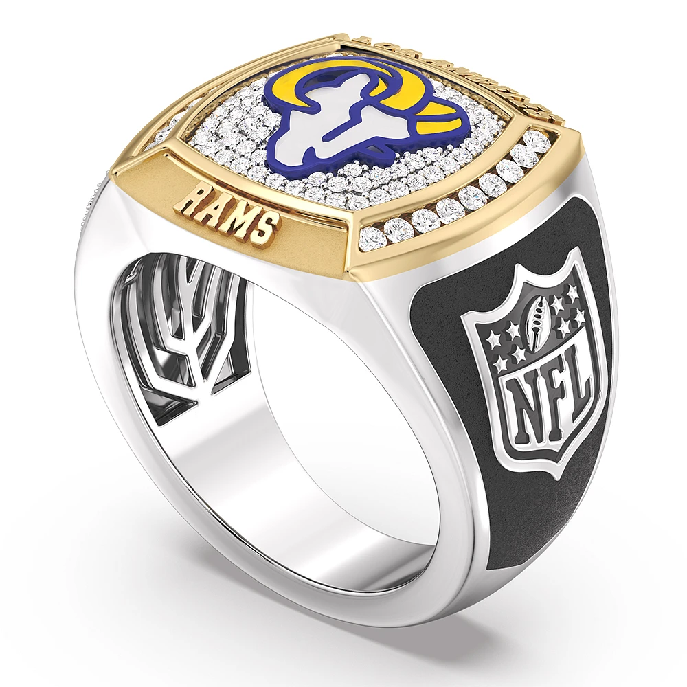 True Fan Los Angeles Rams 1/2 CTTW Diamond Two-Tone Yellow Gold and Sterling Silver Ring